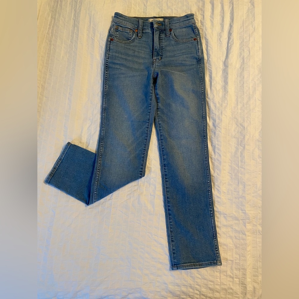 NWT Madewell light wash jeans, size 23, stovepipe fit, highwaist, petite fit